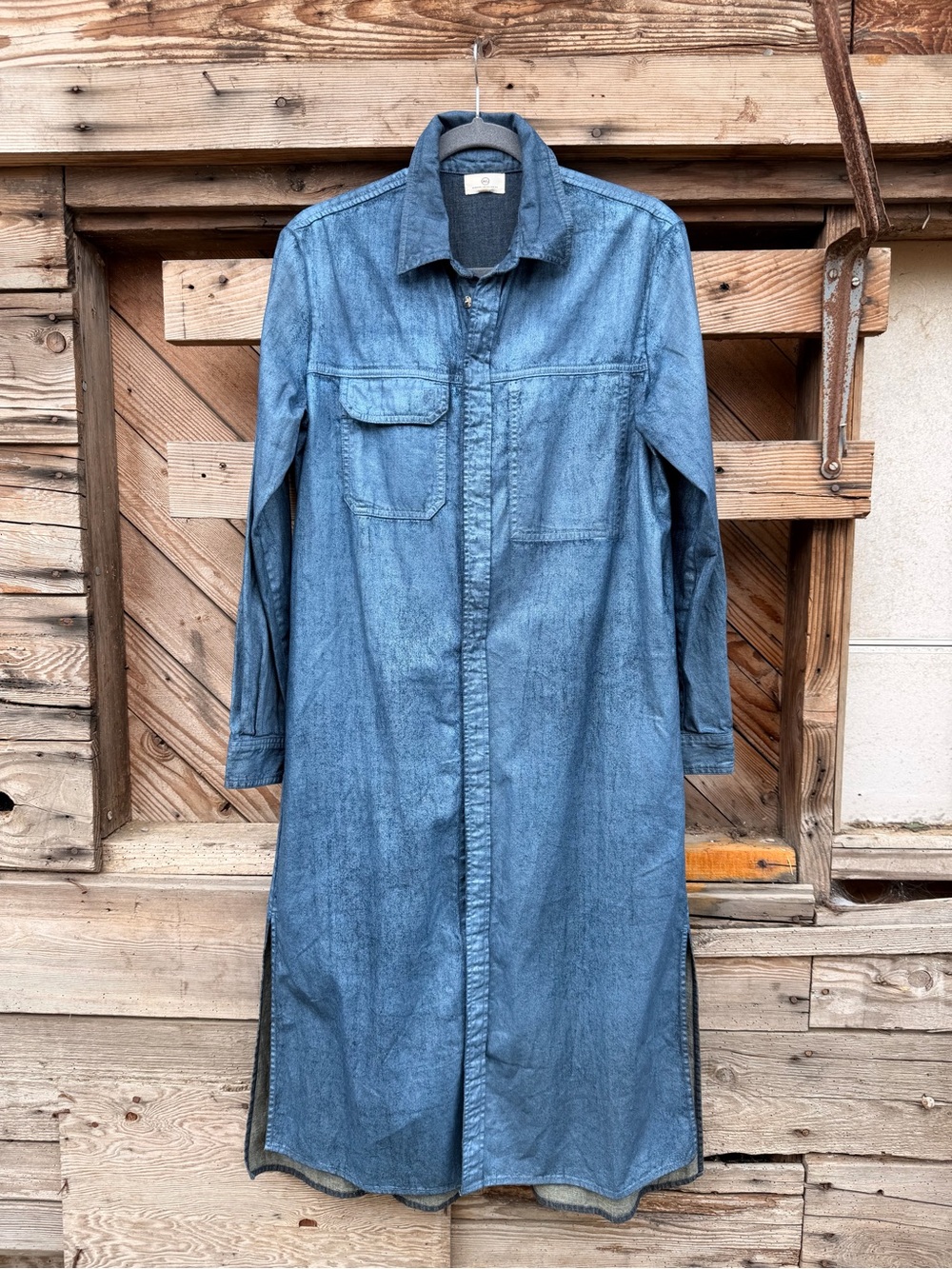 Adriano Goldschmied Long Denim Jean Jacket Coat in Light Blue